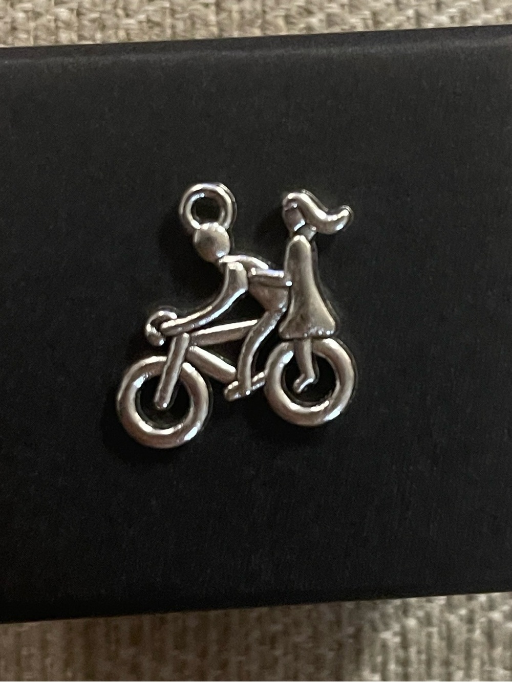 Silver Bicycle Couple Charm Pendant